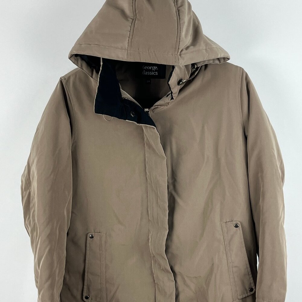 George Classics Softshell Puffer Jacket Size S Brown Full Zip Long Sleeve Hoode
